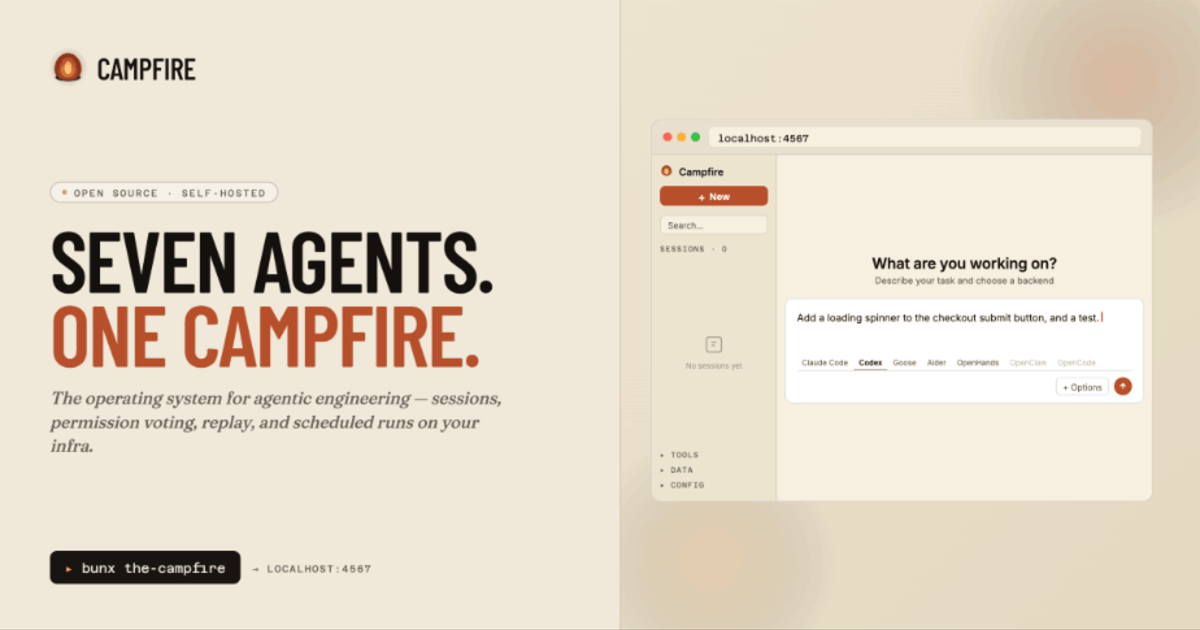 Campfire — The operating system for agentic engineering — sessions, permission voting, replay, and…